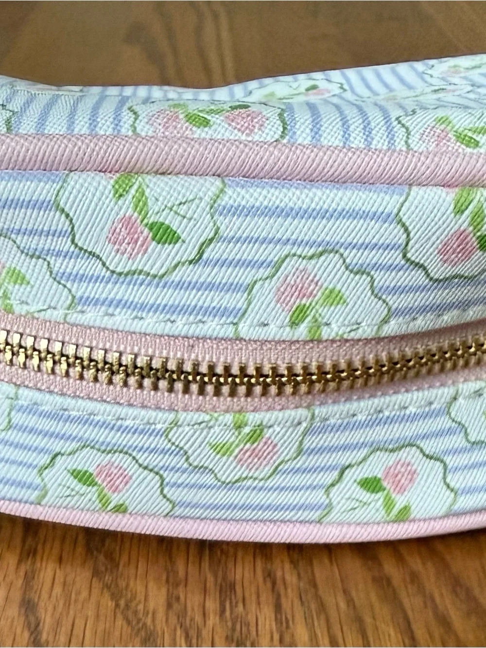 The Vintage Cosmetic Company Floral Makeup Bag Travel Toiletry Case Pink Blue